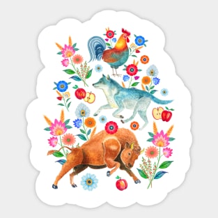 Polish florals and animals Sticker